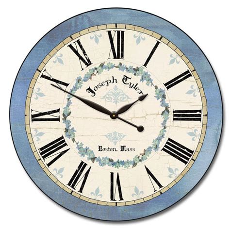 Modern style round wall swing clock with pendulum silent home office decoration. Blue Flower Clock | The Big Clock Store