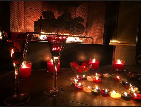 Romantic Night Valentines Day Candles Fireplace Romantic Night