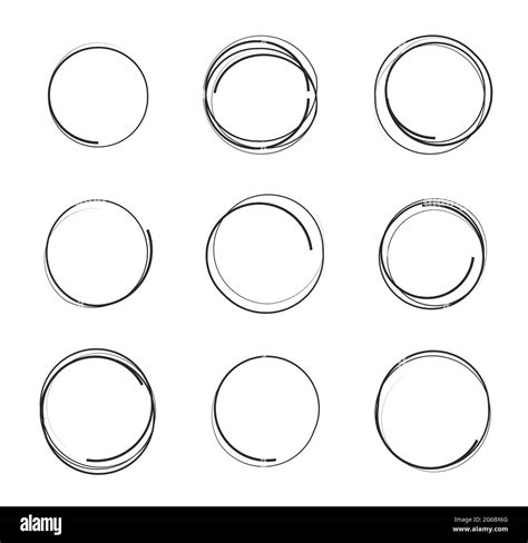 Vector Illustration Set Of Hand Drawn Scribble Circles Isolated On