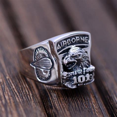 Mens Sterling Silver Us Army Eagle Airborne Ring Vvv Jewelry
