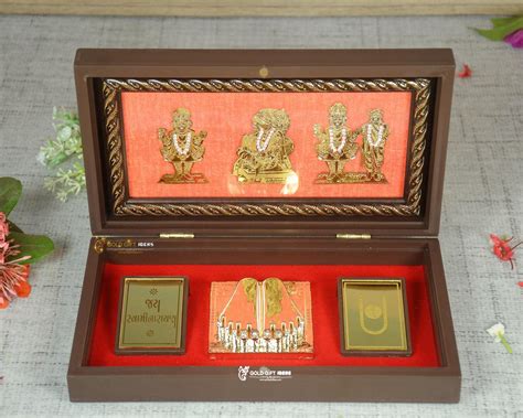 Goldtideas 24k Gold Plated Swaminarayan Photo Frame With Charan