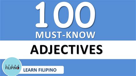 Must Know Filipino Adjectives Learn Tagalog Youtube