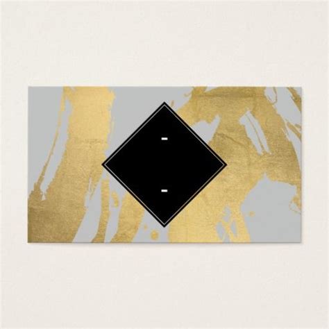edgy faux gold brushstrokes  gray business card zazzlecom