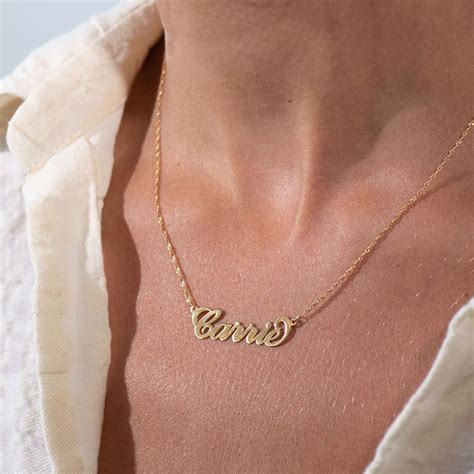 personalized 14k gold carrie name necklace myka