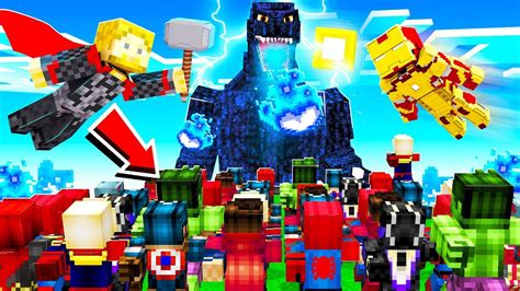 This mod may add a very powerful monster. SUPERHEROES vs THE BIGGEST MINECRAFT BOSS! (Godzilla ...