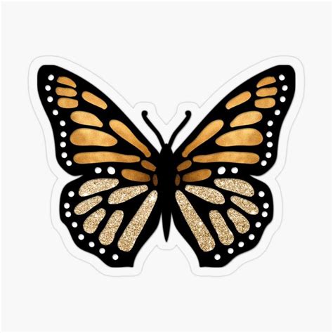 Monarch Butterfly Gold Sticker By Savanamms6 Pegatinas Imprimibles