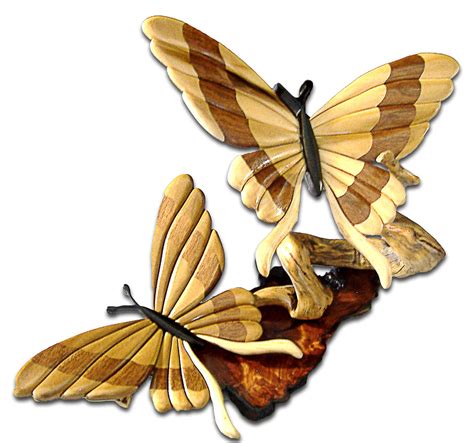 Intarsia Butterflies On Redwood Custom Order Of Intarsia