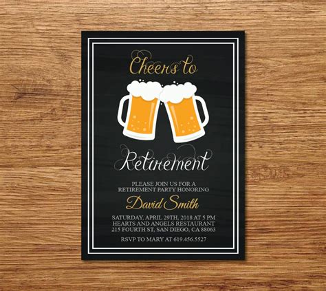 Cheers To Retirement Invitationprintable Gold And Black Retirement