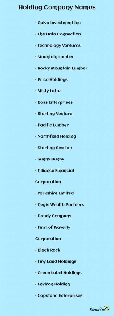 600 Best Holding Company Names Ideas And Guide Namesbee