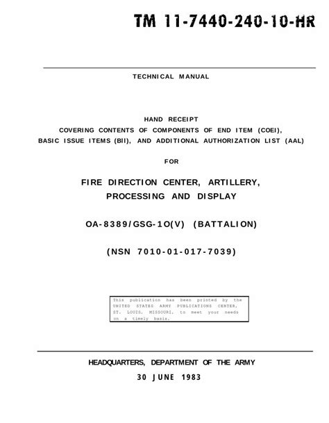 Pdf Fire Direction Center Artillery Processing · Pdf Filetm 11 7440