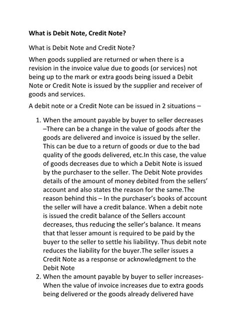 What Is Debit Note And Credit Note When Goods Supplied Are Returned