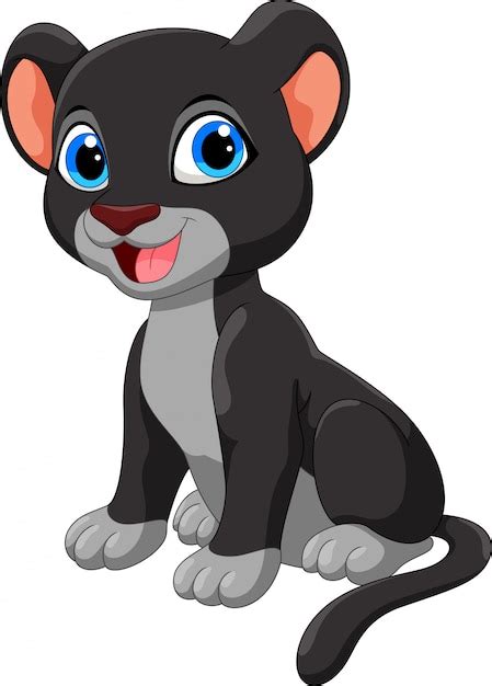 Premium Vector Cute Black Panther Cartoon