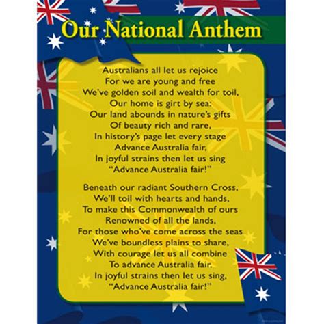 Now that this is complete, australia. CH6009 - Chart - Australian National Anthem - Kookaburra Educational Resources - one of ...