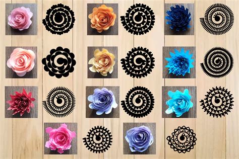Rolled Paper Flower Templates SVG 3D Rose SVG By JulyDigitalImages