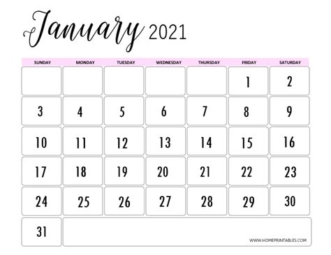 2021 calendar in excel spreadsheet format. January 2021 Calendar for Instant Download - Home Printables