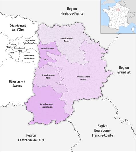 Les arrondissements du département de Seine et Marne