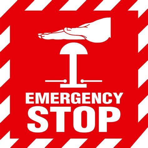 Emergency Stop Push Button Symbol Sign Warning Symbol Label