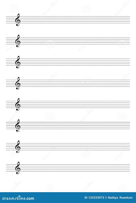 Blank Sheet Music Sheet For The Notation Of A Voice Or Solo Instruments