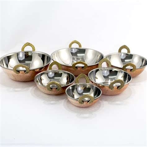 Home And Kitchen Stainless Steel Balti Dishes With Copper Bottom Indian