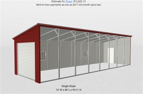 12 X 40 Lean To Addition Metal Building Se Texas Area Dealer Shop