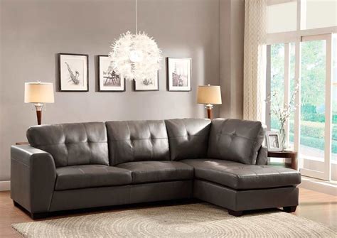 Sofa Sectional In Grey Eco Leather He968 Leather Sectionals