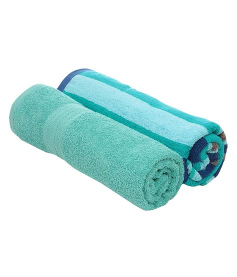 Bombay Dyeing Set Of 2 Cotton Bath Towel Blue Buy Bombay Dyeing Set