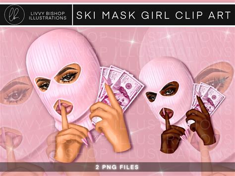 Ski Mask Girl Clip Art Woman With Finger On Lips Shhh Etsy In 2022