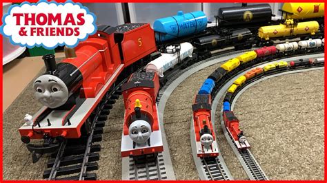 James Pulling Tank Cars 4 Scales Thomas And Friends Trains Youtube