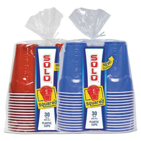 Solo Cup Sq18500001 18 Oz Squared Plastic Party Cups Red And Blue