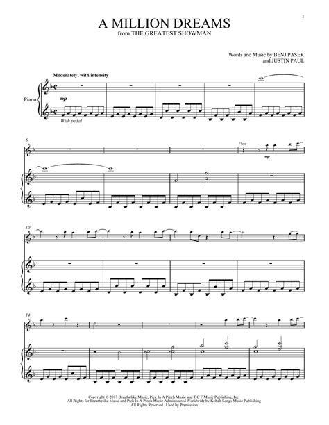 A Million Dreams Flute And Piano Sheet Music Download