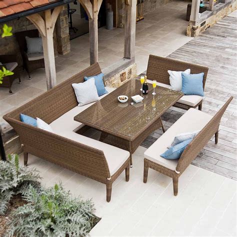 If your bedroom's window seat is empty then you can fill it up the deck area is the center of our activities in the summers to enjoy all the outdoor fun with the family. rattan garden bench dining set in weatherproof wicker ...