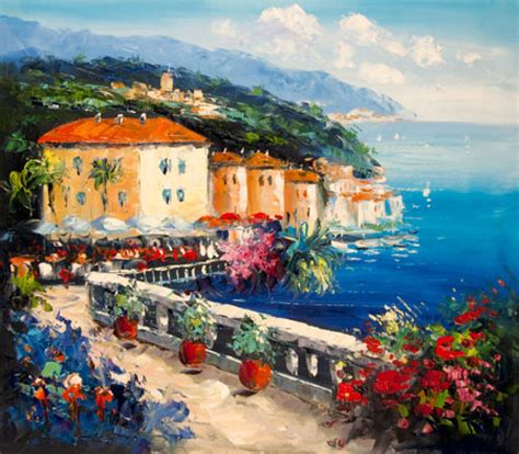 Il dipinto è un'allegoria della vita spirituale e fisica di un uomo. Quadro Vista sul mare di Autore Sconosciuto - Paesaggi ...