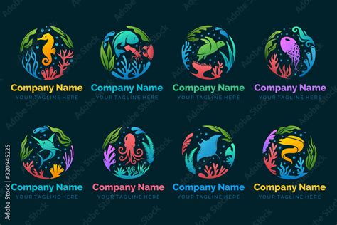 Under The Sea Logo Collection In Gradient Colours For Your Company Or