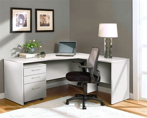 Create a space that is distinct from its surroundings with the sector modern office desk. Modern White L-shaped Desk with Mobile Pedestal ...
