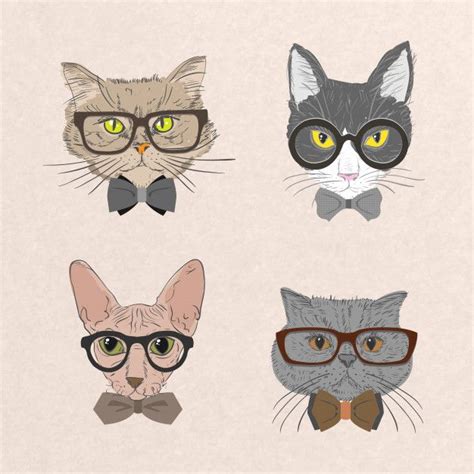 Collection Of Hipster Cats Free Vector Freepik Freevector Menu