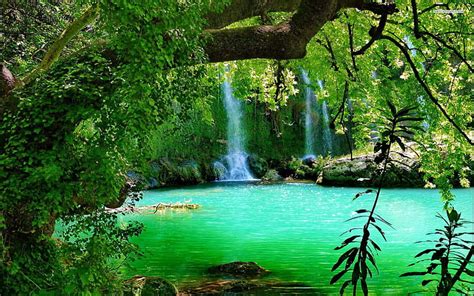 Hd Wallpaper The Kurşunlu Waterfall With Turquoise Green Water Forest
