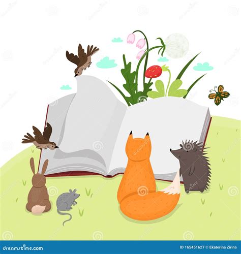 Animals Are Reading A Book Vector Graphics Stock Illustration