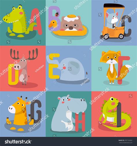 Cute Animal Alphabet Vector Illustration Stock Vector Royalty Free