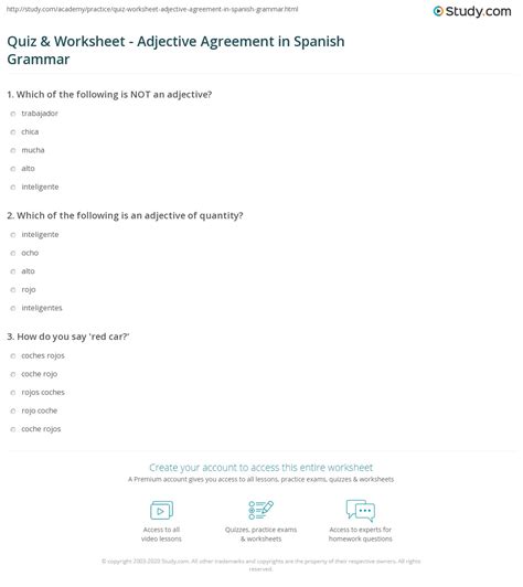 10 Agreement Of Adjectives Spanish Worksheet Answers Worksheets Decoomo