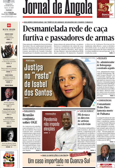 Jornal De Angola Segunda 27 De Julho De 2020