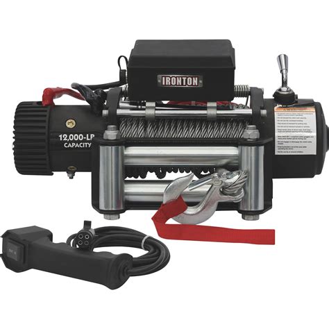 Ironton 12 Volt Dc Powered Electric Truck Winch — 12000 Lb Capacity