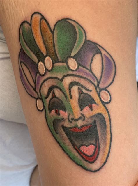 Mardi Gras Jester done by Chris at Jerry’s Tattoo in San Marcos Texas