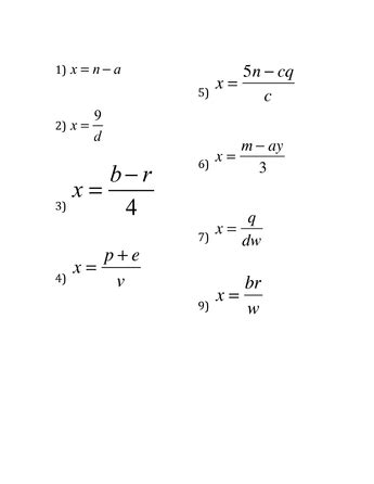 This process is also called. Algebra Solving Literal Equations Worksheet - kidsworksheetfun