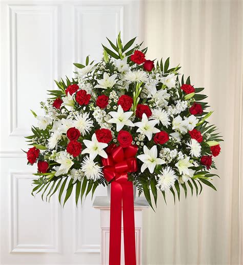 Heartfelt Sympathies Red And White Standing Basket