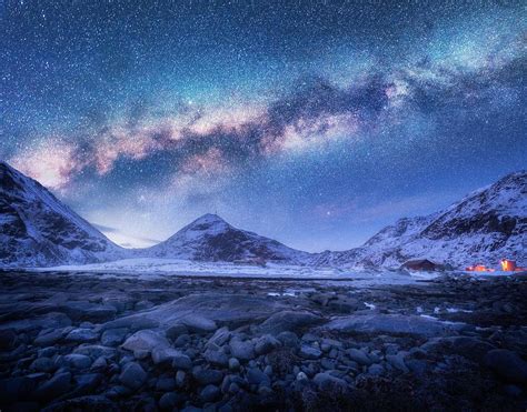 Milky Way Above Snow Covered Mountains Photograph By Denys Bilytskyi