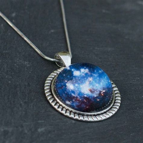 Blue Nebula Necklace Nebula Necklace Space Jewelry Science Jewelry