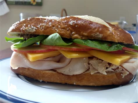 Homemade Turkey Sandwich With Cheddar Honeycrisp Apples And