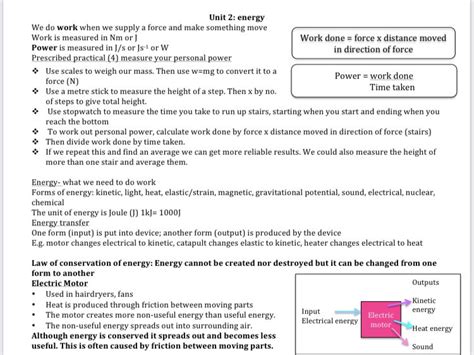 Gcse Ccea Double Award Physics Energy Revision Notes Teaching Resources