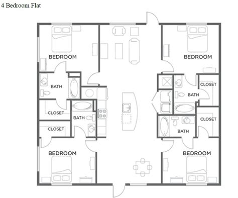 4b 4 Ba Rancher Floor Plans Apartment Floor Plans Floor Plan 4 Bedroom