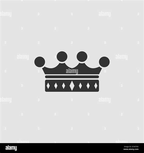 Crown Icon Flat Black Pictogram On Grey Background Vector